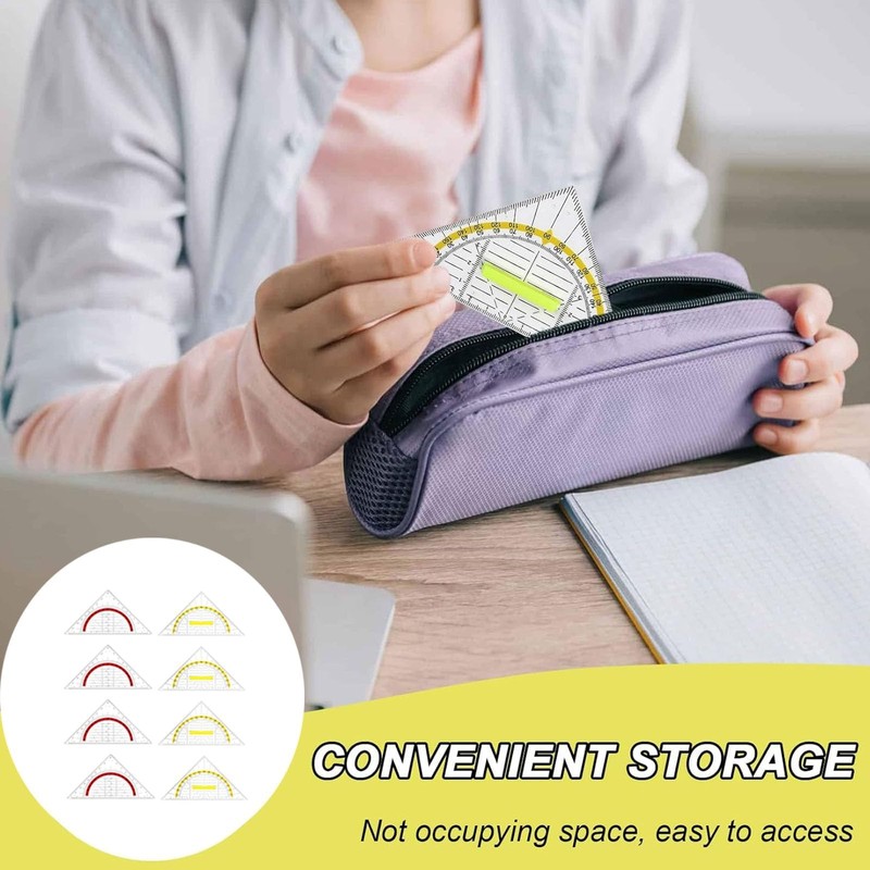 Set of 8 Geometry Triangle Ruler Set, 15.5 cm Set
