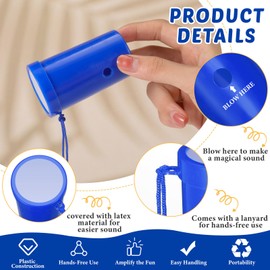Jenaai 50 Pcs Mini Air Horn 3 Inch Noisemakers for Sporting Events Fun Stadium Loud Noise Maker Blow Horn Noise Whistle with Lanyard for Birthday Party Graduation Celebrations Goodie Bag (Blue)