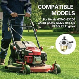 Vergaser für Honda GX160 GX200 GX168 GX140 GX120 Rasenmäher und 5,5 PS 6,5 PS Motor, Rasenmäher Wasserpumpe Hochdruckreiniger Vergaser Ersatzteile Kit mit Dichtung