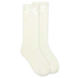 Jefferies Socks Girls' Knee High 1 Pack Dress Sock, Ivory, X-Small US