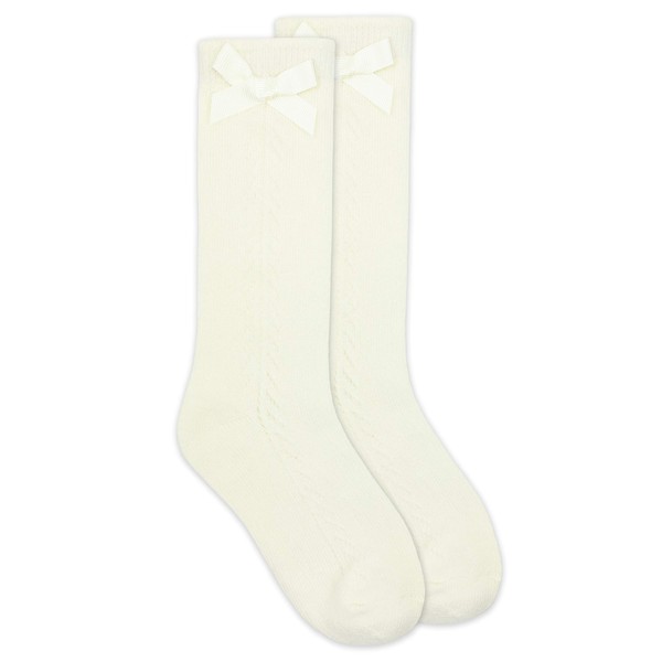 Jefferies Socks Girls' Knee High 1 Pack Dress Sock, Ivory,