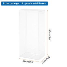 MECCANIXITY 10 PCS Clear Gift Box,2.5"x1.9"x5.8" Transparent Candy Box Plastic Favor Boxes Packing Box for Candy Cookies Christmas Wedding Party Wrapping