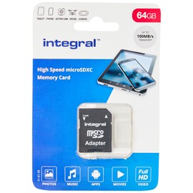 Integral UltimaPro - Memory Card 64 GB microSDHC/XC 100MB/s Class 10 UHS-I U1/ V10 + Adapter