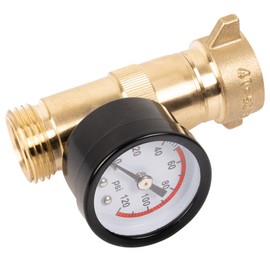 Hourleey Brass RV Water Pressure Regulator, Hi-Flow Water Regulator With Filter Screen and Gauge for Campers, Travel Trailers, Plumbing System