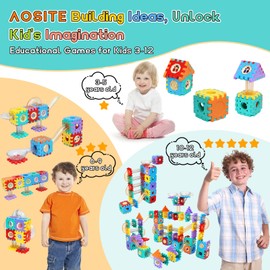 AOSITE 234PCS Marble Run Track Building Blocks Toy Set – STEM Educational Race Track Construction Kit for Kids Ages 3-12, Creative Building Blocks with Marbles for Parent-Child Fun & Learning