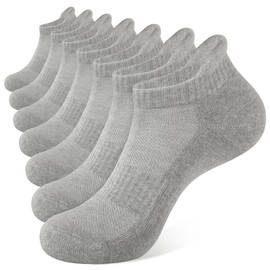 Closemate Ankle Athletic Running Socks 7 Pairs Low Cut Wicking Sport Cushion Tab Socks for Men and Women (7Grey, Size M)