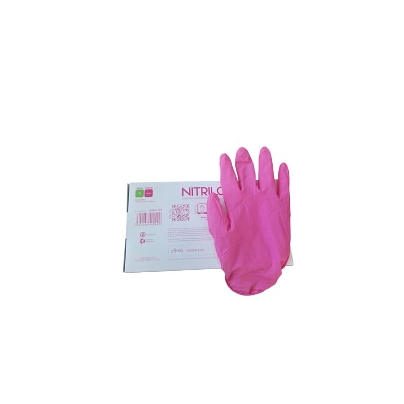 Guantes de Nitrilo Rosa, Talla Mediana, UniSeal