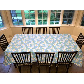 Covers For The Home Deluxe Stitched Edged Flannel Backed Vinyl Drop Tablecloth - Daisy Pattern - 60" x 90" - Oblong