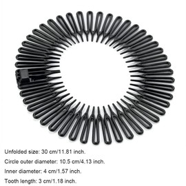 Stretch Haarkamm Set, 2 Stück, Schwarz, Kunststoff Stirnband Haarreif für Lange und Kurze Haare