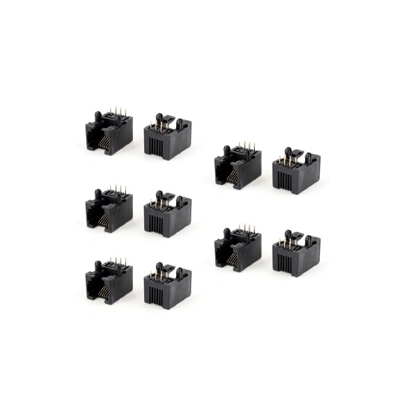 sourcing map 10 Pcs 90 Degree 6 Round Pin RJ12