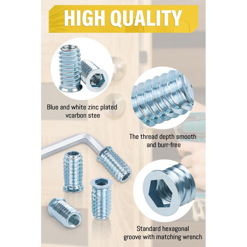 M6 X 10mm Threaded Insert Nuts 40Pcs, Caianwin Wood Insert
