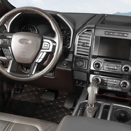 Voodonala for F-150 2015-2020 Center Console Interior Trim Cover Kits Compatible with Ford F150 2015-2020(Carbon Fiber Black,8Pcs/Set)