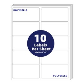 POLYSELLS Self Adhesive 2"x4" Address Shipping Labels, 10UP White Sticker FBA Labels, Inkjet/Laser Printer Compatible, 10 Labels/Sheet, 100 Sheets/1000 Labels