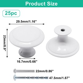 SWZHAI White Cabinet Knobs 25 Pack, Round Dresser Drawer Knobs 1.16 inch Drawer Pulls for Kitchen, Dressers and Closets