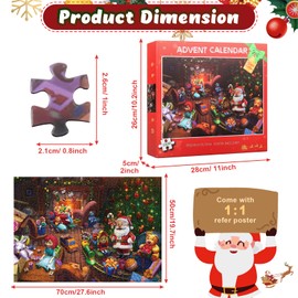 Advent Calendar 2024 Christmas Jigsaw Puzzles, Christmas Advent Calendar for Teens Adults Kids, 1008 Pcs 24 Days of Puzzles Advent Calendars Christmas Gifts Toys for Kids
