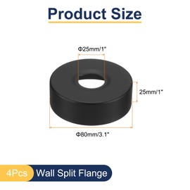 sourcing map 4pcs Shower Arm Flange 80mm/3.1" OD Escutcheon Plate Stainless Steel Round Plumbing Cover Plates for 25mm/1" Dia Water Pipe Faucet Decoration Kitchen Accessories, Black