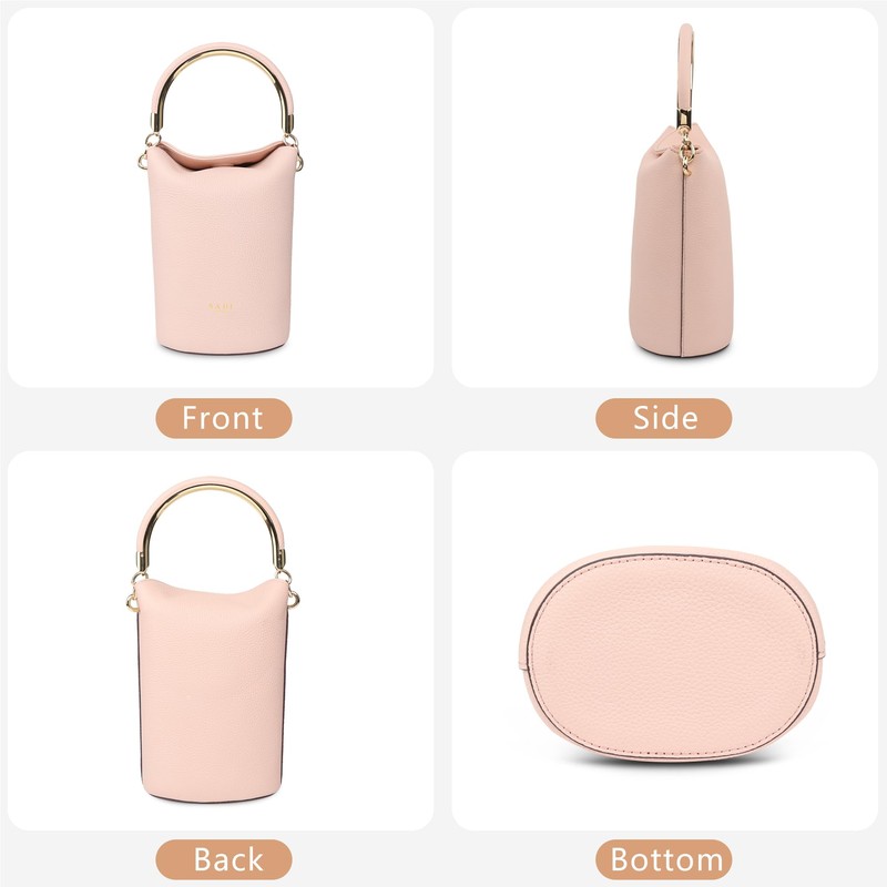 SADI Genuine Leather Handbag for Women, Round Barrel Design Shoulder