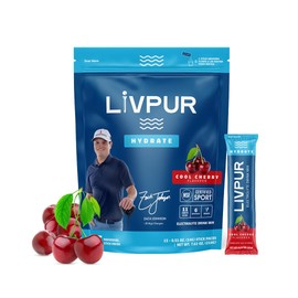 LivPur Electrolyte Drink Mix, Instant Hydration Powder with Vitamin C, B6, B12 & Essential Amino Acids for Muscle Support & Immune Health, Sports Essentials, Cool Cherry Flavor, 15 Stick Packs
