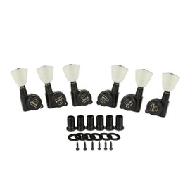 Dopro Guitar 3-per-side Locking Tuners 18:1 Locking Tuning Keys Guitar Tuning Machines with Off White Keystone Handle for LP/Les Paul/SG/ES or Acoustic Guitars Black, K2002-BK