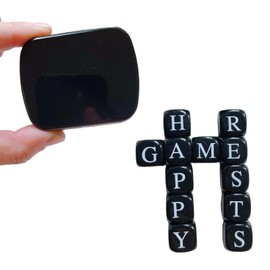 Crossword Solitaire Dice Game, Game Word Dice, Funny Puzzle Game with Letter Dice, Travel Spelling Game with Small Case (Black)