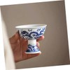 FUNOMOCYA Ceramic High Foot Tea Cup Blue and Design Tea