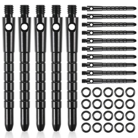 YUFFQOPC Dart Shafts Darts Stems, 53mm Long Metal Dart Stems Darts Accessories Kit, Aluminium Dart Stems with Dart Washers 15+20 (Black)