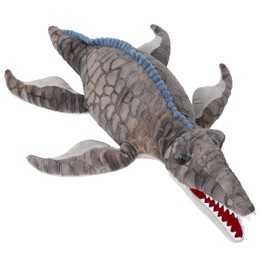 Dinosaur Plush Toy, Mosasaurus Stuffed Animal Throw Plushie Pillow Doll, Soft Grey Fluffy Friend Hugging Cushion - Present for Every Age & Occasion (g-0109)