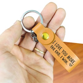 I Love You More The End I Win Funny Leather Keychain For Boyfriend Girlfriend Husband Wife I Love You Keychain For Him, Love Keychain For Couples Key Chains For Her - HMza Handmade
