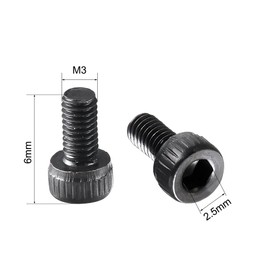 TOP-VIGOR 100Pcs Hexagon Socket Head Cap Screws, M3 x 6mm 12.9 Alloy Steel Replacement Machine Fastener Screws, Fully Thread for Bicycle Motorcycle Repair, Professionals Landlords Repairmen, Black