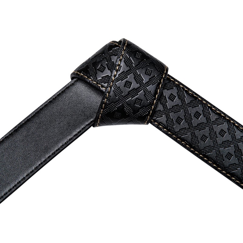 Barry.Wang Black Belt Men Designer Ratchet Buckle Sliding Belt Large