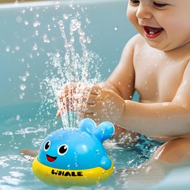 Baby Bath Toys, Light Up Whale Sprinkler Bath Toys for Kids Ages 1-3, Pool Water Toys for Toddlers Bathtub Fountain Toys, Birthday Gifts for 1 2 3 Year Old Boys & Girls
