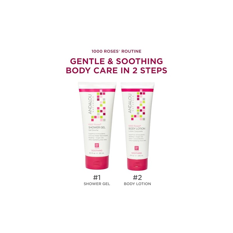 Andalou Naturals 1000 Roses Soothing Body Lotion , 8 Ounce
