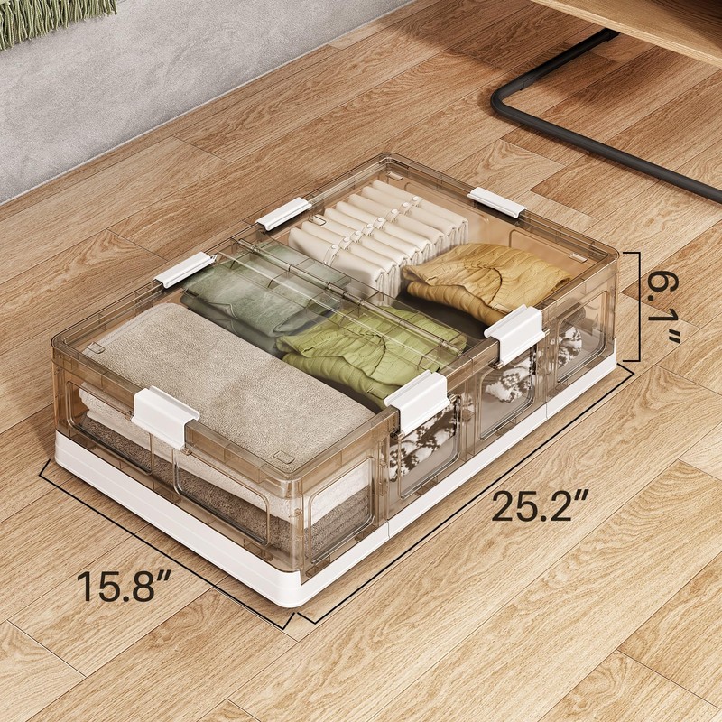 Kitstorack Plastic Under Bed Storage Containers, Underbed Storage with Wheels