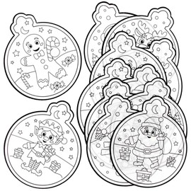 Baker Ross FC178 Christmas Colouring Window Decorations - Pack of 12 Festive Craft Kit for Children, Christmas Decoration for DIY