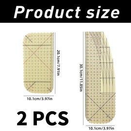 Set of 2 Ironing Rulers, Heat-Resistant, Dressmaking Hot Ironing Ruler, Universal Iron Ruler, Tailor's Ruler, Ironing Template, Heat Resistant Ruler, Sewing Accessories for DIY Iron, Crafts, Measuring