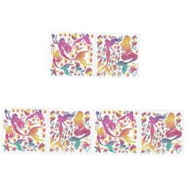 SHINEOFI 3sets Mermaid Wall Stickers Cartoon Underwater World Decals for Home Bedroom Decor Easy Peel Stick Application Attractive Design 2pcs*3
