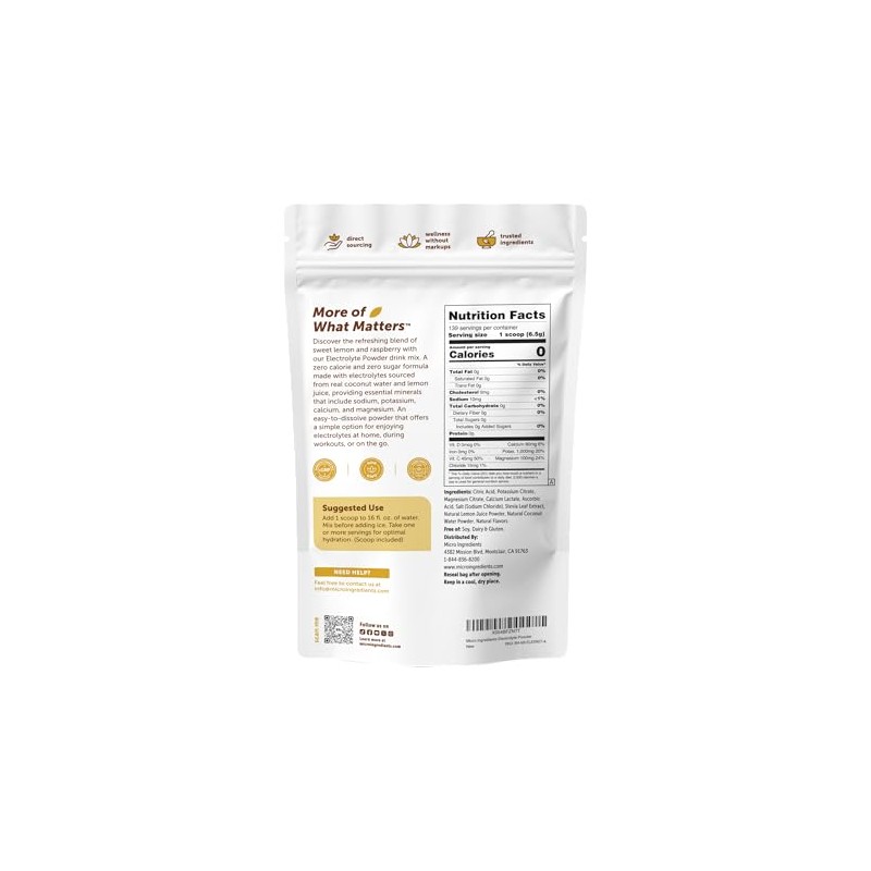 Nutra Micro Ingredientes Hidratación Electrolito Polvo 2lbs 139 Porciones Keto