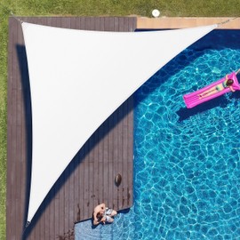 ColourTree 10' x 10' x 14.1' White Right Triangle CTAPRT20 Sun Shade Sail Canopy Mesh Fabric UV Block - Commercial Heavy Duty - 190 GSM - 3 Years Warranty (We Make Custom Size)