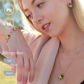 Leafael Wish Stone Pendant Necklace, Necklaces for Women with Birthstone Crystals, Jewelry for Women with Gift Box, Allergy-Free Birthstone Necklace for Women, 18K Rose Gold Plated or Silver-tone