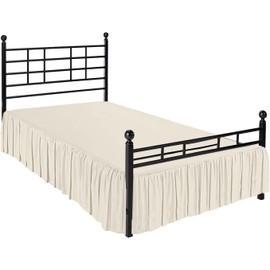 Peace Sleep Bedding - Ruffled Bed Skirt with Split Corners, Ivory, Queen 16 Inch Drop Bedskirt, Hotel Quality Brushed Microfiber Wrinkle Free Dust Ruffle Bed Skirt Queen Size