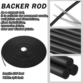Frienda Backer Rod Foam Rubber Caulk Saver Concrete Expansion Joint Filler Weather Strip Seal for Gaps and Joints (Black,1/2 Inch x 100 ft)