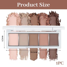 BelleVive BelleVive Neutral Nude Brown Eyeshadow Palette Makeup, 5 Colours with Velvety Matte Finish, Cool Toned Nude Taupe Eyeshadows, Natural Everyday Makeup, Long-lasting, 02#