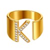 beautlace Letter K Rings Adjustable 18K Gold Plated Initial K