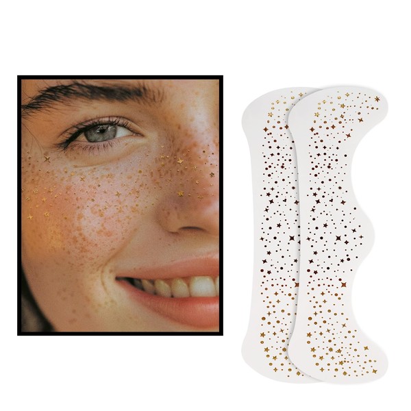 Gold Glitter Freckles Face Tattoo, Glow Up Makeup Patches, Face