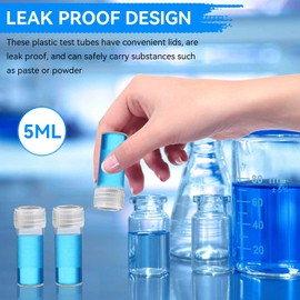 Pack of 50 5 ml Plastic Bottles with Lid, Sample Tube, Graduated Cryoval, Cryogenic Plastic Bottles, Self-Standing with Cap, Plastic Tube, Test Tube