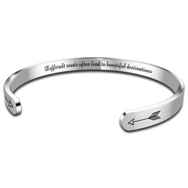 Inspirational Graduation Bracelets Gifts for Women Him Her Friends Female (Difficult roads often lead to beautiful destinations)