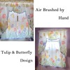 GOHD GOLDEN OCEAN HOME DECOR GOHD 3pcs Farmhouse Kitchen Cafe Curtain Set Air Brushed by Hand of Flowers and Butterfly Design on Thick Satin Fabric (Tulip Vigor)