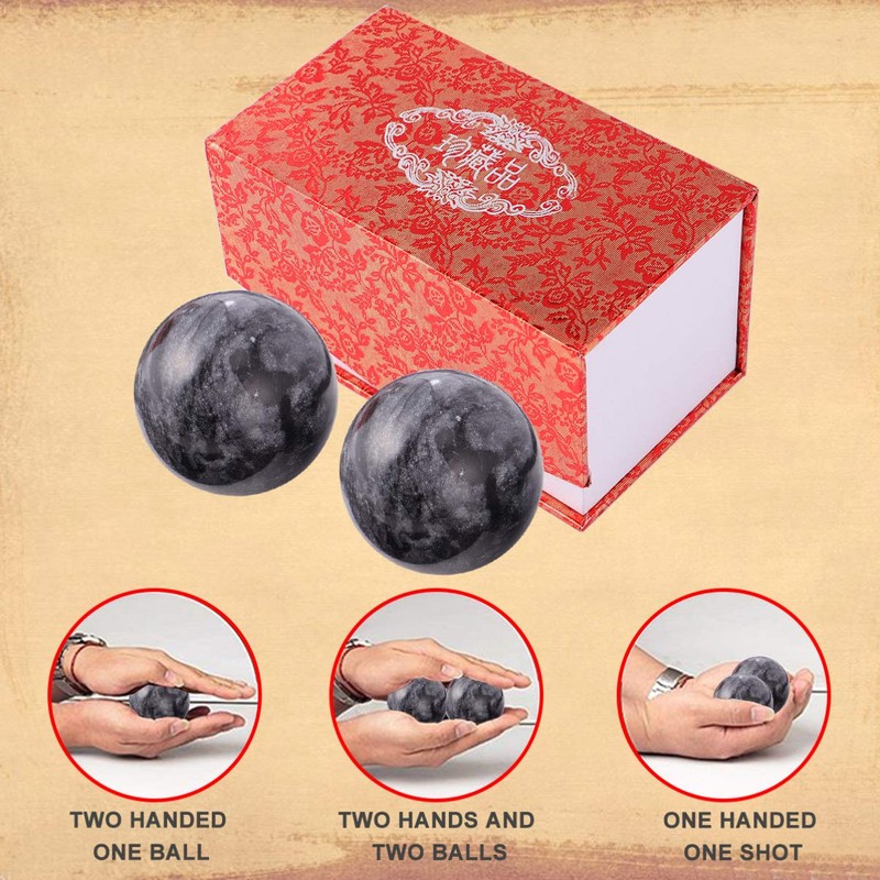 Healifty 1 Set/2PCS Chinese Exercise Baoding Balls Natural Jade Chinese