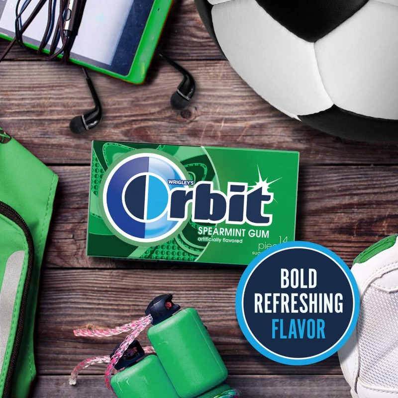 Orbit Sugarfree Gum Spearmint, 14-Piece Packs (Pack of 24)