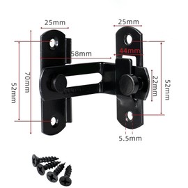 Boutihao 90 Degree Flip Sliding Barn Door Lock, 2 Pack Stainless Steel Angle Door Latch Buckle, Screen Door Stopper Lock Hook Eye Lock Gate Lock for Barn, Garage, Window, Sliding Door (Black)